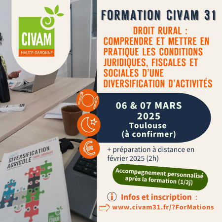 Formation "Droit rural : comprendre et mettre en pratique les conditions juridiques, fiscales et sociales d'une diversification d'activités"